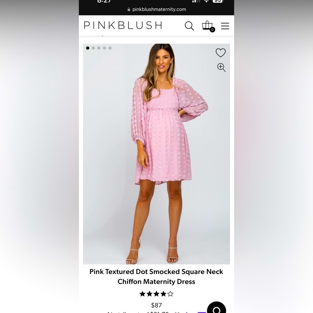 Pink Blush Dot Smocked Maternity Dress